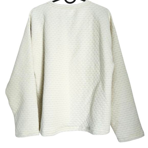 J.Crew Women's reversible quilted pullover crewneck sweater white/stripe-Size M - Picture 4 of 8
